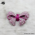 Shoe accessories pink bow tie shape rhinestone shoe ornament handmade rhinestone clips for lady shoes